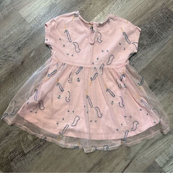 HANNA ANDERSSON Pink Unicorn Tulle Dress Girls Size 4 Party Princess Casual - Picture 4 of 8